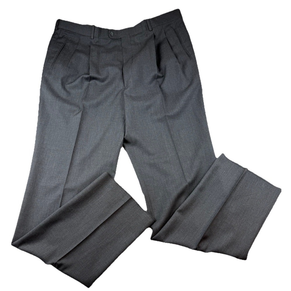 Bernard Zins Paris Wool Pleated Dress Pants Men's 42 NWT Gray Raw Hem France